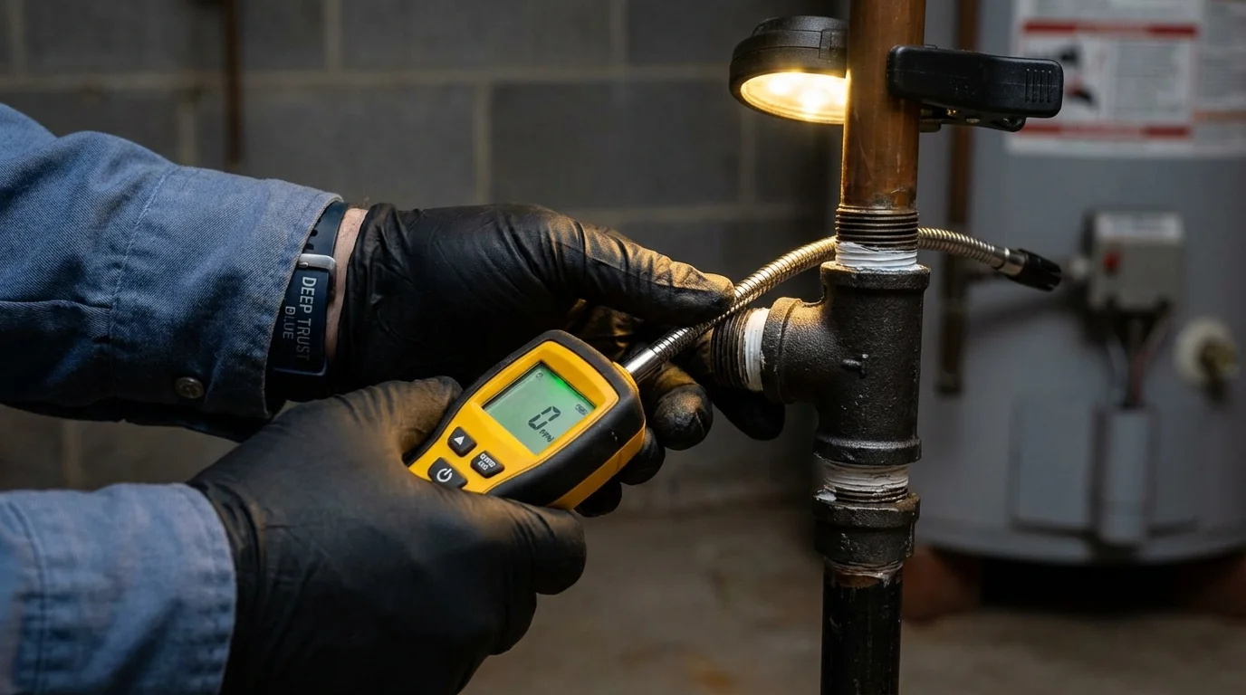 Gas leak detection with electronic sniffer by Johns Plumbing LLC in Mount Carroll
